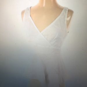 White linen asymmetrical summer tank top